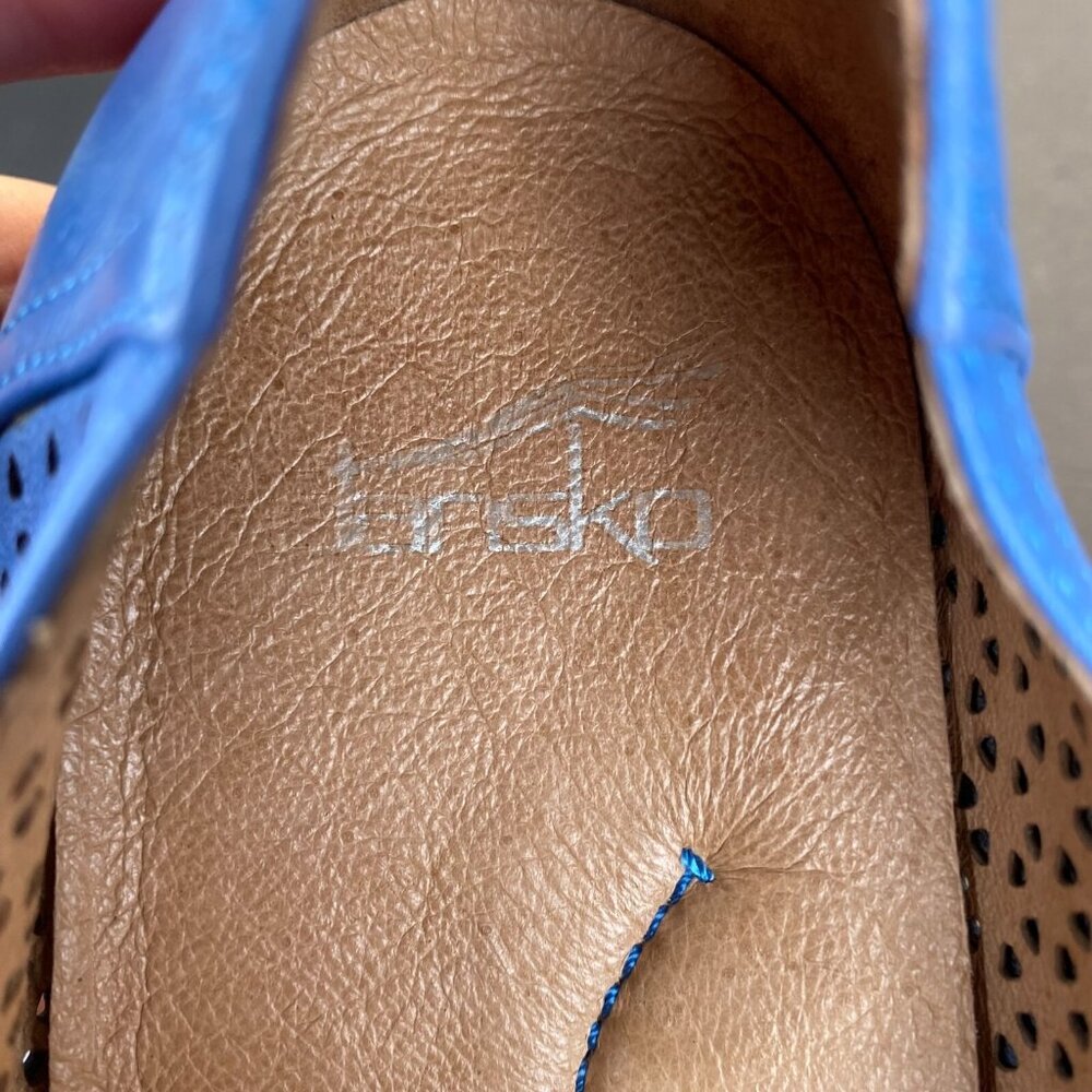 Dansko Women's Neely Perforated Leather Blue Loafers Flats Size 38,Casual - Picture 10 of 16